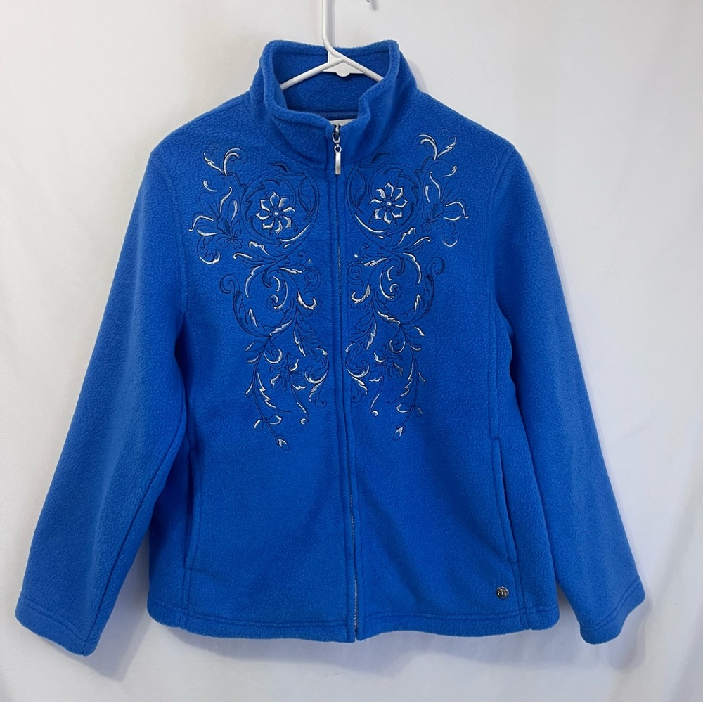 NWT Northern Reflections Blue Fleece Zip-Front Jacket with Embroidered Front